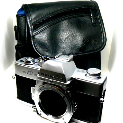 Minolta SRT 100X 35mm SLR Film Camera Body + Leather Camera Bag   Made In Japan