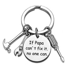 Papa Keychain from Grandson Granddaughter Funny Grandpa Key Chain from Silver