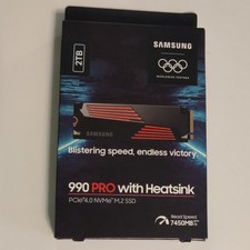 Samsung 990 PRO w/ Heatsink 2TB PCIe 4.0 NVMe M.2 Internal SSD, Factory Sealed