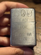 1968 Zippo engraved lighter, "609" Peace Eddie Dong Ha RVN
