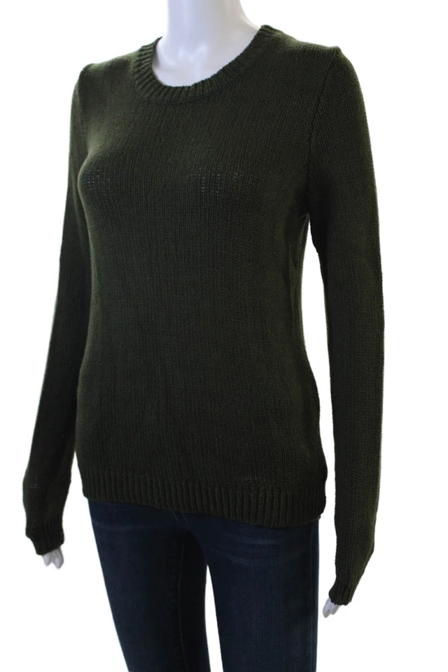 Suéter pulôver feminino Theory verde lã merino gola redonda tamanho P - Imagem 2 de 4