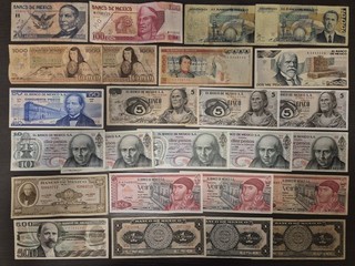 Lot of 25 Mexico Old Banknotes F XF