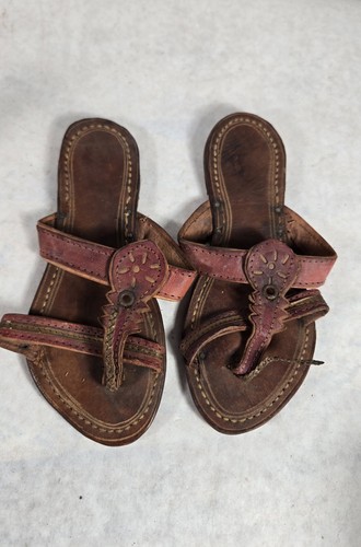 Vintage Leather Hand Made Childrens Sandals Buffalo ? Indian Jesus Antique 