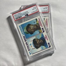 2 1982 TOPPS #164 STOLEN BASE LEADERS TIM RAINES AND RICKEY HENDERSON PSA 8