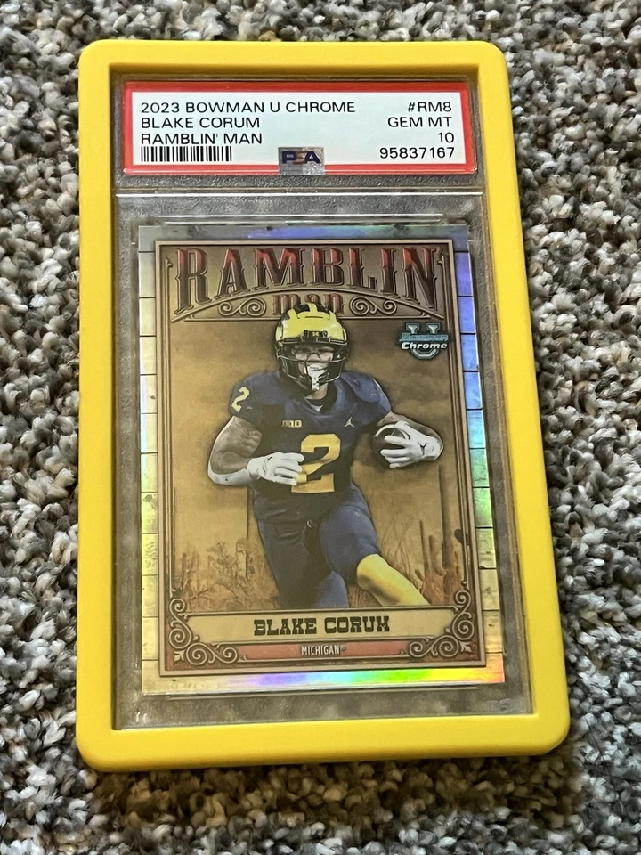 Blake Corum Signed Jersey Beckett And Gem 10 Bowman Chrome Rambling Man Card - Image 2 of 2