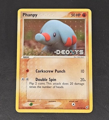 Pokemon TCG Phanpy 69/107 EX Deoxys Reverse Holo Stamped 2005  LP/MP
