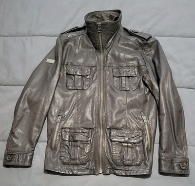 Superdry Men's real leather jacket X-Large excellent condition Chocolate Brown