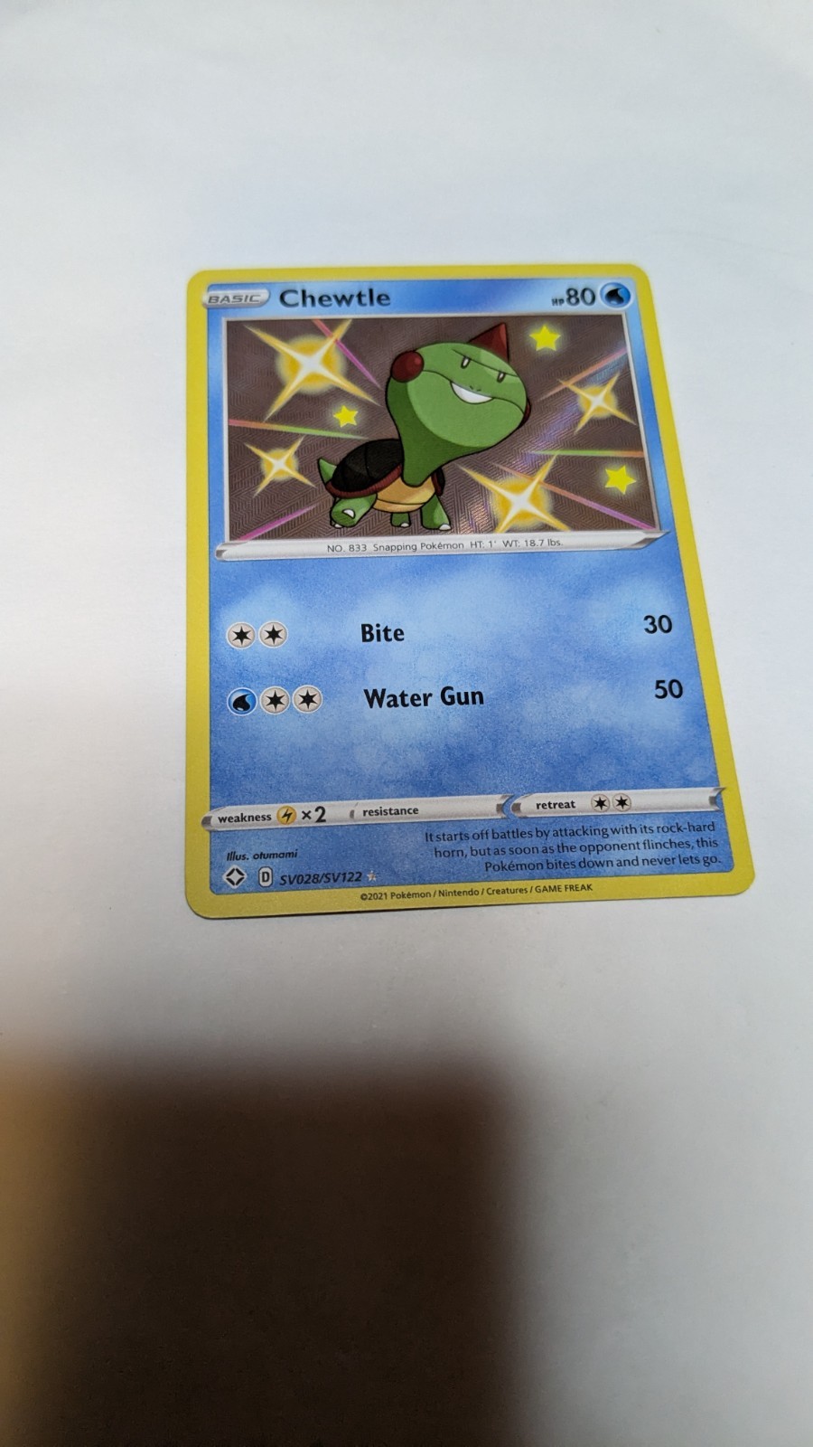 Chewtle SV028/SV122 Shining Fates: Shiny Vault Holo