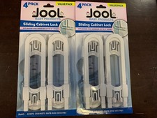 SLIDING CABINET LOCK - 4pk - Lot x2pks - knobs handles - Jool - baby proofing