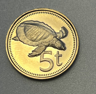 1979 Papua New Guinea 5 Toea Proof Only 2,728 Minted Turtle Coin Scarce
