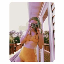 TRUE VINTAGE Vibrant Orange Yellow Gingham 2-Piece High Waisted Bikini Set