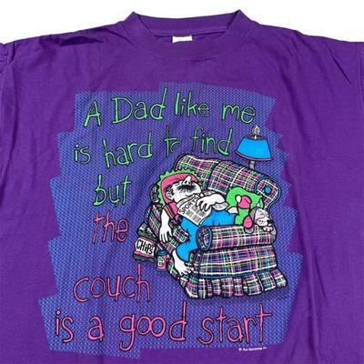 Vintage 90s ''A Dad Like Me Is Hard To Find'' Funny Comedy Couch Purple Mens XL