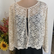 Ivory Floral Lace 2XL Open Cardigan Bolero