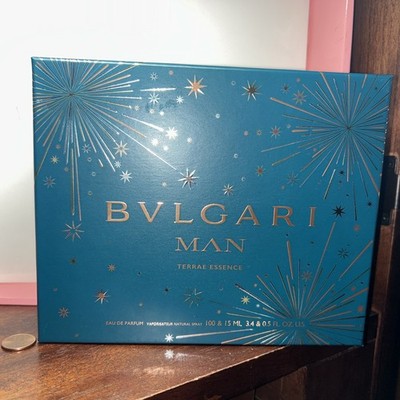 BVLGARI MAN Terrae Essence EDP Sprays Gift Box 3.4oz & 0.5 oz NIB