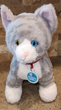 Build a Bear Promise Pets Gray White Kitty Cat Plush 12" Green Eyes