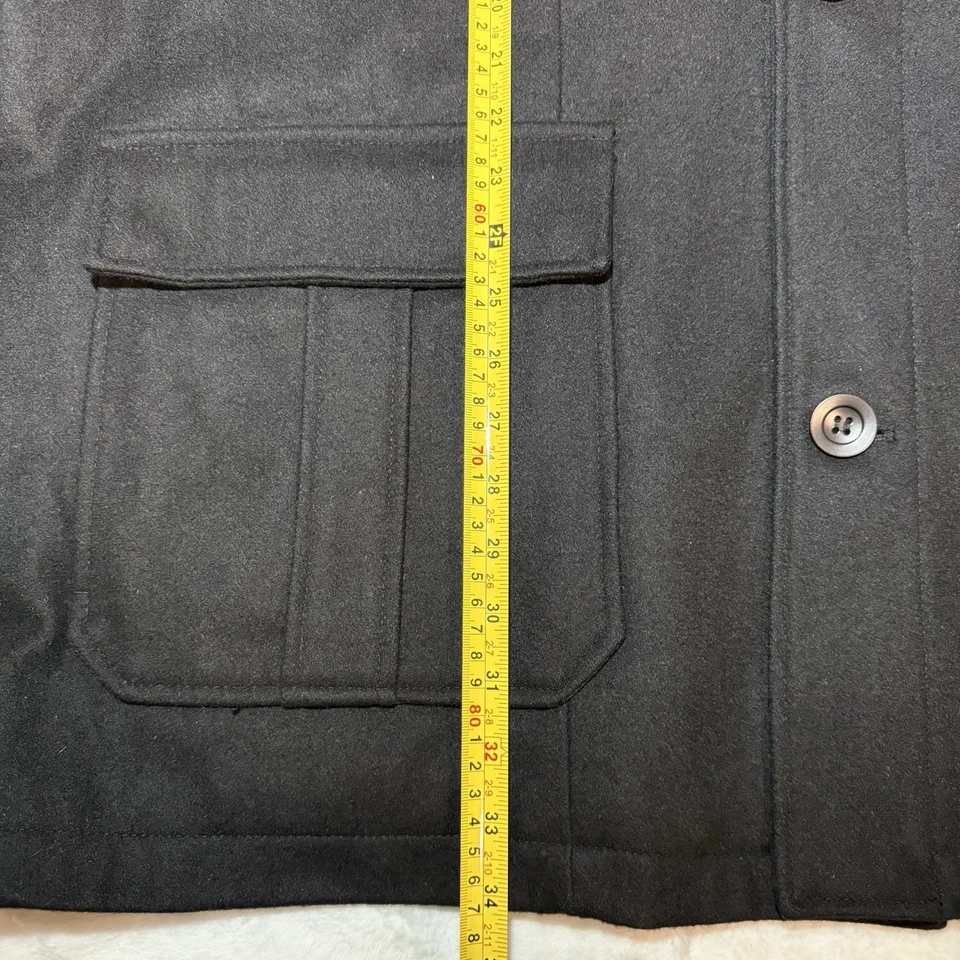 Casaco de campo masculino preto rebite mistura de lã 2X preto botão frontal jaqueta - Imagem 4 de 4