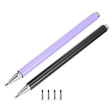 2pcs Stylus Pens for Touch Screens Magnetic 4 Fine Point Disc Black/Purple