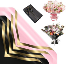 Wasserfestes Blumenshopper Papier 58cm mit Goldrand f&uuml;r Blumenstr&auml;u&szlig;e Verpackung