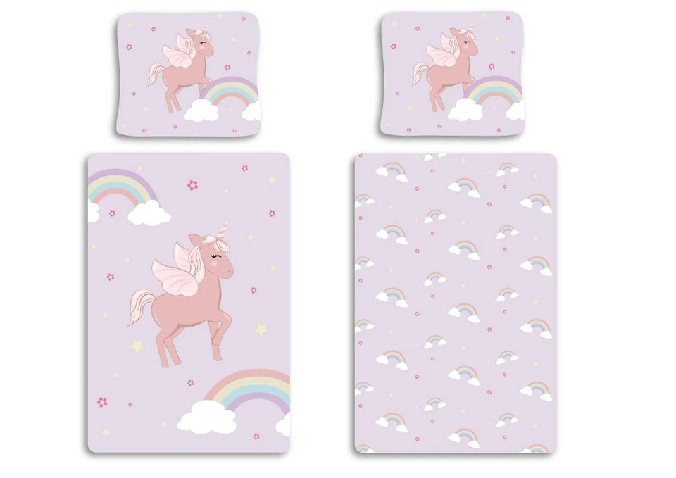 Bedding Unicorn Rainbow Reversible 100% Cotton Duvet Cover 140 x 200cm + K... - Image 2 of 2