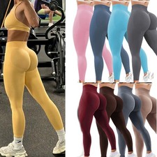 Womens Yoga Pants Anti-Cellulite Leggings Bum Butt Lift Gym Sports Fitness US