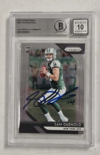 Sam Darnold Signed Jets 2018 Panini Prizm #203 Rookie Card RC Beckett Auto 10
