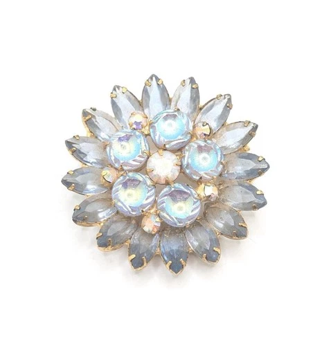 Rare Vintage Juliana Aurora Borealis Rhinestone Brooch Lapel Pin Costume Jewelry