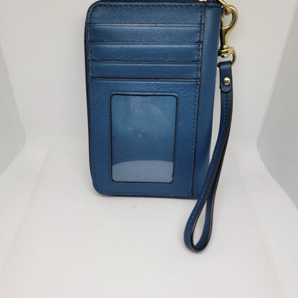 Cartera Muñequera COACH Campbell Universal con Cremallera Alrededor Cuero Bloqueo Giratorio - Azul Usada en Excelente Condición Foto 3 de 4