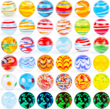 36PCS Glass Marbles, Including 5 Glow in the Dark Marbles for Vase Filler, Fish