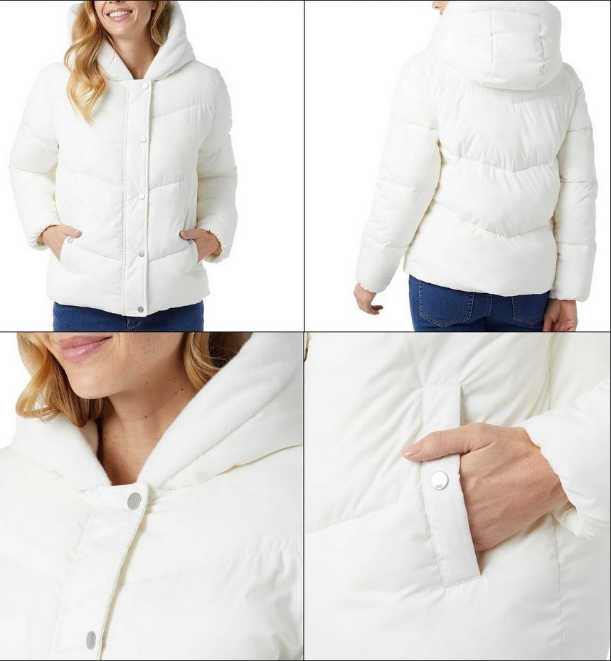 32 Degrees Women's Quilted Jacket Hoodie White Size XS/S/M/L