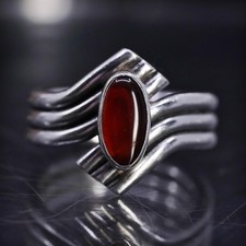size 6.5, vintage southwestern sterling silver 925 handmade ring with carnelian