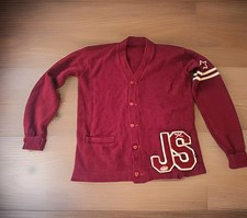 Vintage 40s 50s Varsity Letterman Cardigan Sweater Button Up Mens Medium