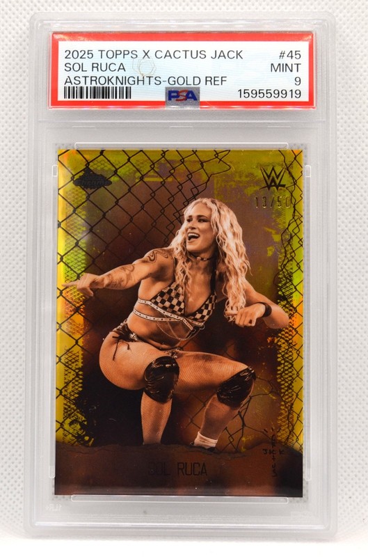 2025 Topps Chrome WWE Cactus Jack SOL RUCA AstroKnights Gold Refractor /50 PSA 9
