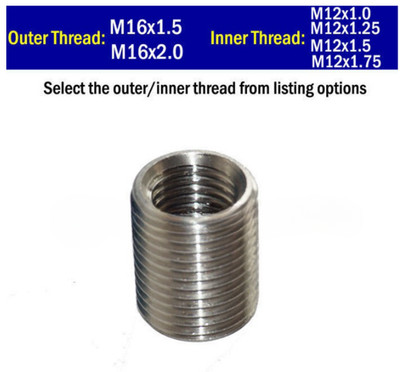 Thread Reducer M16 Female M12(x1.0 1.25 1.5 1.75 2.0)Fitting Male Insert Adapter