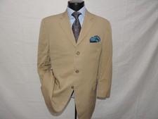 Solid Tan Burberry 100% Wool Made in USA Jacket Coat 44 R