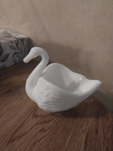 Vintage Imperial milk glass swan candy  nut dish