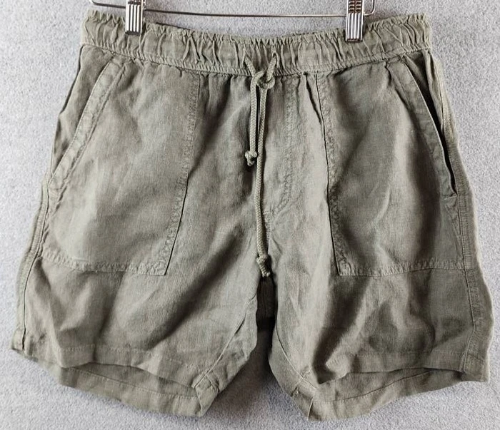 The Men's Store at Bloomingdale's Linen Solid 7" Shorts 34 Olive Drawstring