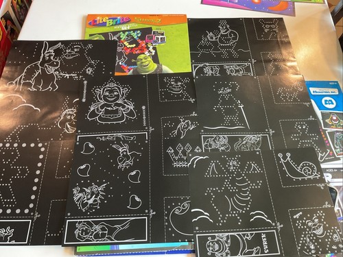 VTG Lite Brite Refill Paper Sheets UNPUNCHED LOT SCOOBY PEANUTS STAR WARS SHREK2 - Picture 12 of 13