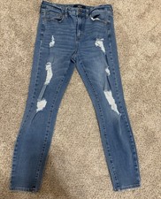 AERO High Rise Jegging Jeans – Distressed Blue Stretch Denim, Women's