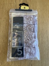 New M&S Pack of 5 No VPL Thongs Size 6