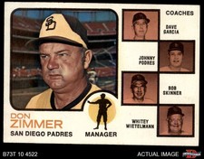1973 Topps #12 Don Zimmer Padres Leaders EAR VARIATION MANAGER COACH 6 - EX/MT
