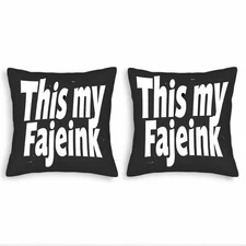 Set of 2 Throw Pillow Covers 18x18in - Black Square Cushion Cases 