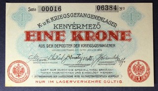 AUSTRIA 10 Kronen/10 Korona 15.1.1916 War Camp Kenyérmező aUNC