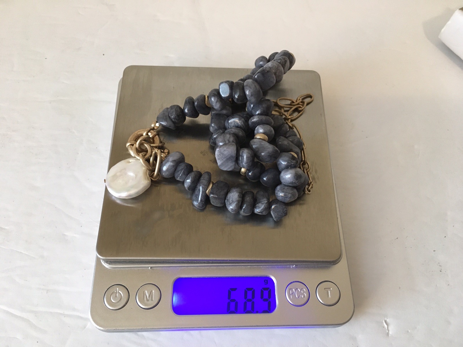 Chunky Statement Labradorite Necklace W  Gold Tog… - image 16