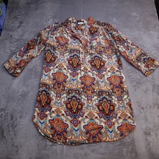 Depri Shirt Dress Women Large Paisley Lightweight Casual Short Cropped Sleeve