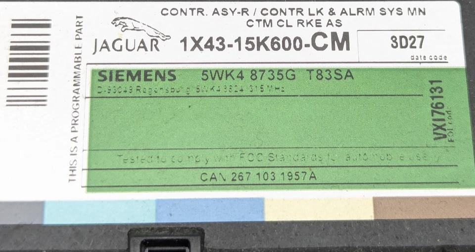 2002-2003 JAGUAR X-TYPE BCM МОДУЛЬ УПРАВЛЕНИЯ КУЗОВОМ OEM 1X4315K600CM - Изображение 2 из 4