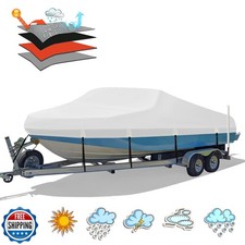 HAHASOLE Heavy Duty 1200D PU Waterproof Boat Cover, 23'- 24' Trailerable Mari...