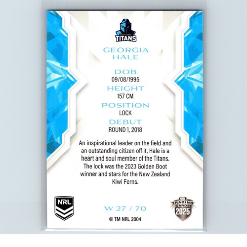Georgia Hale Gold Coast Titans 2025 NRL Traders #W 27/70 - Imagen 2 de 2