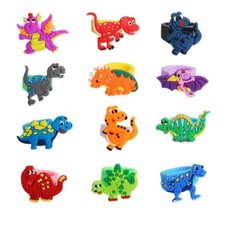Wholesale 12Pcs MixedLots Dinosaur Kids PVC Rings Cartoon Ring Gifts Jewelry