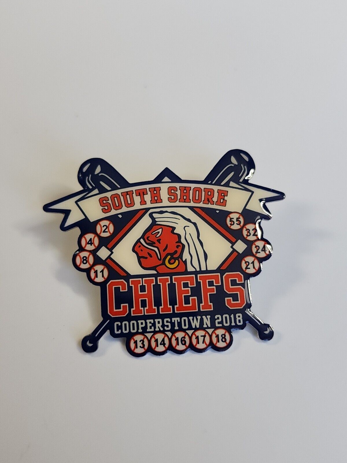 South Shore Chiefs Cooperstown Trading Pin Youth Baseball League Massapequea NY