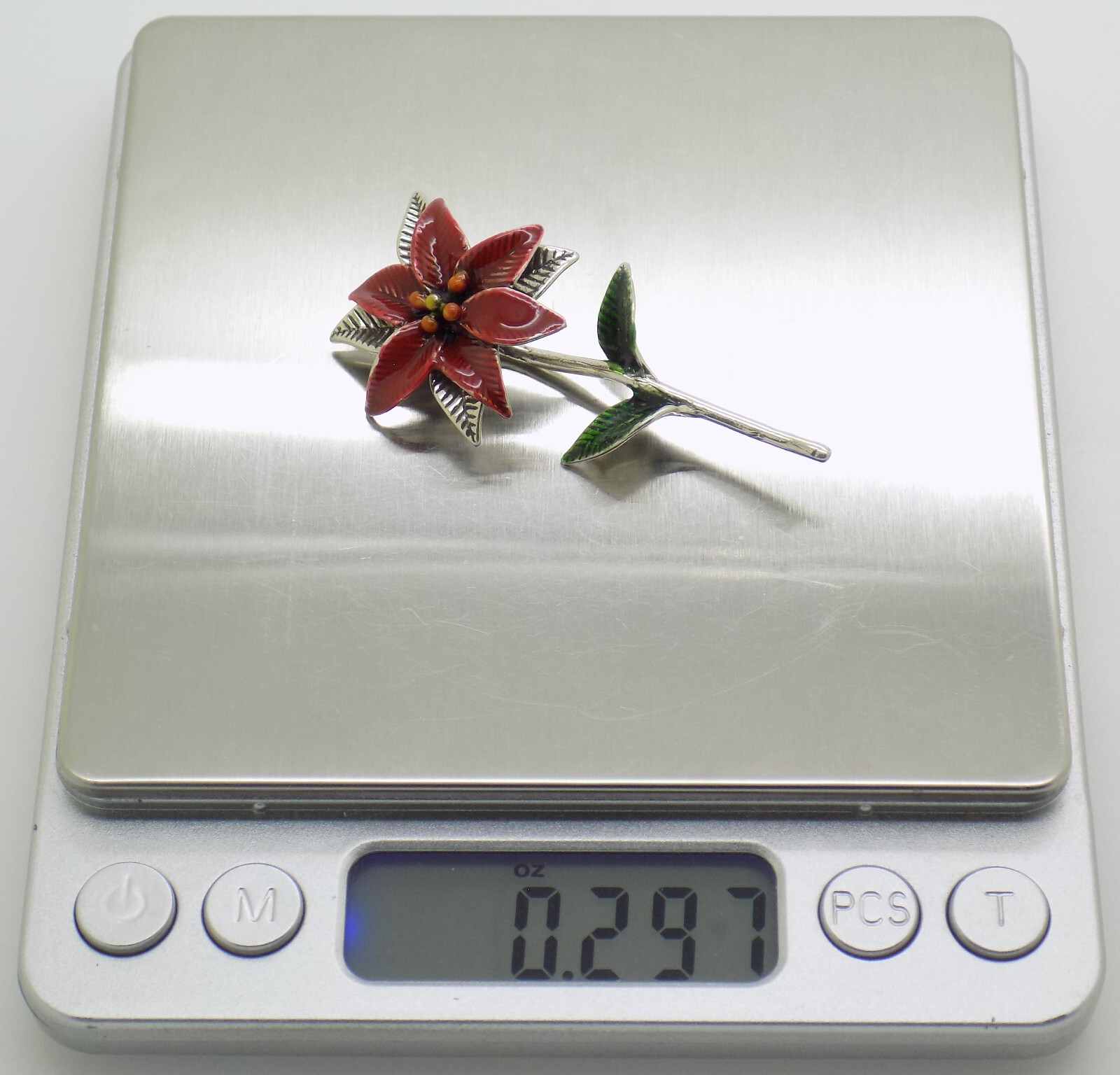 Vintage Italian Handmade Genuine Silver Poinsettia Flower Christmas Decoration